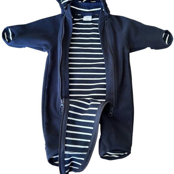 Polarn O. Pyret Navy Blue Unisex Eco Wind Fleece Bunting - Picture 5 of 9